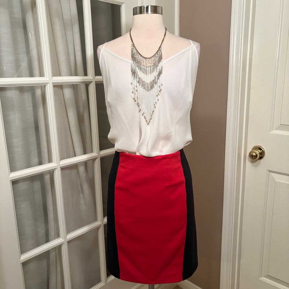 Michael Michael Kors‎ Colorblock Pencil Skirt Red Black Zip Back Size 6